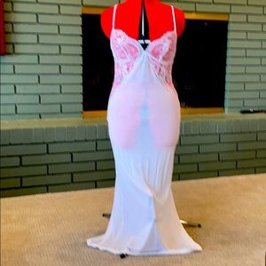 Long white modal and lace La Perla gown